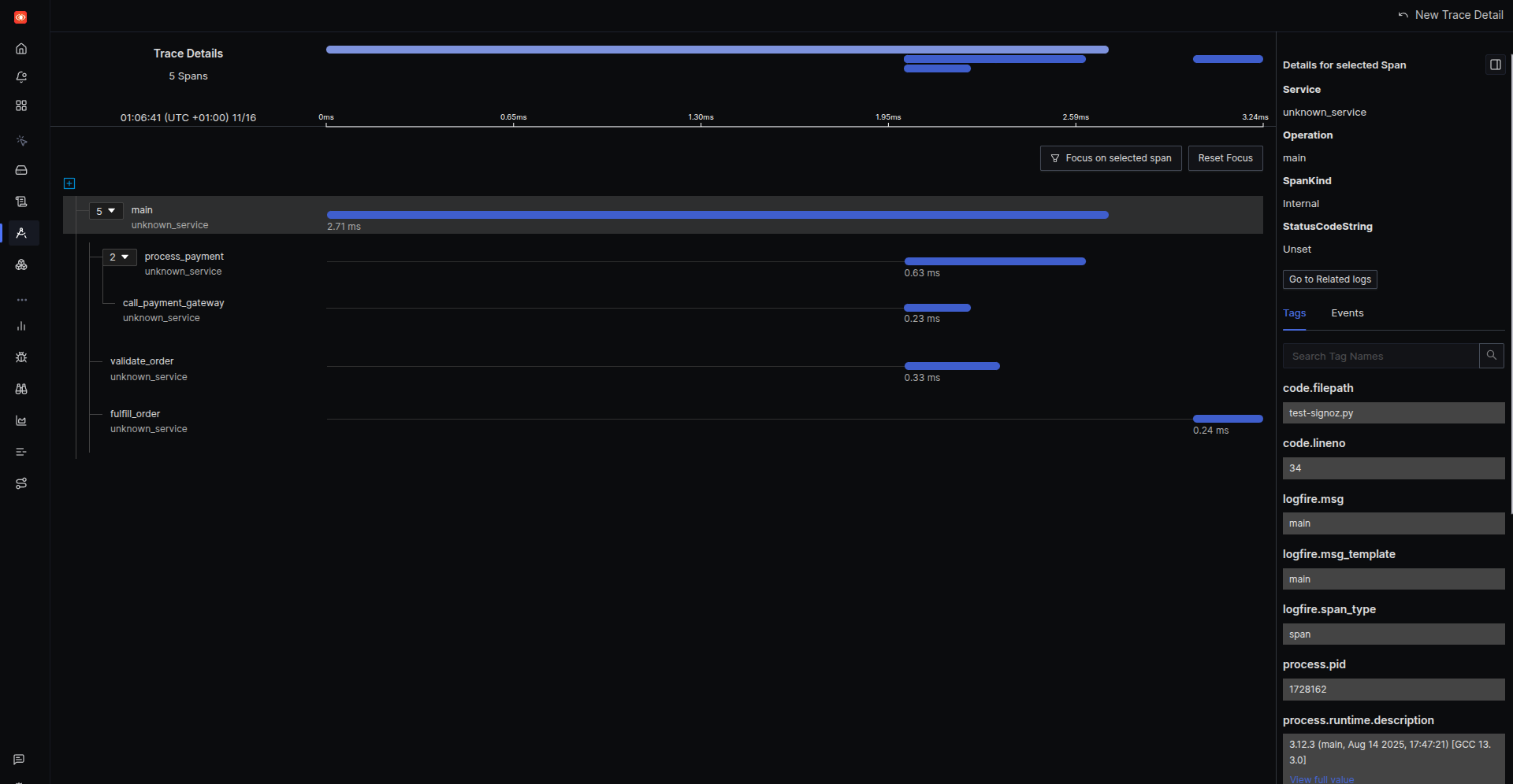 Signoz Trace Example