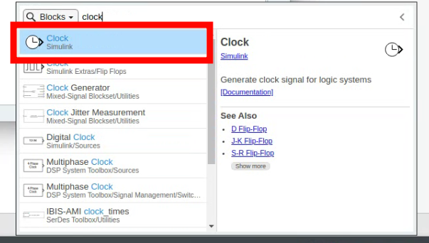 Simulink Clock simulation time